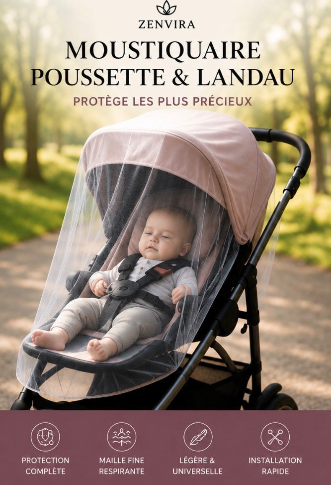 Moustiquaire poussette Zenvira protection bébé anti-insectes