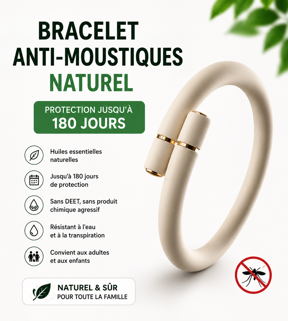 Bracelet répulsif Zenvira protection naturelle sans DEET famille