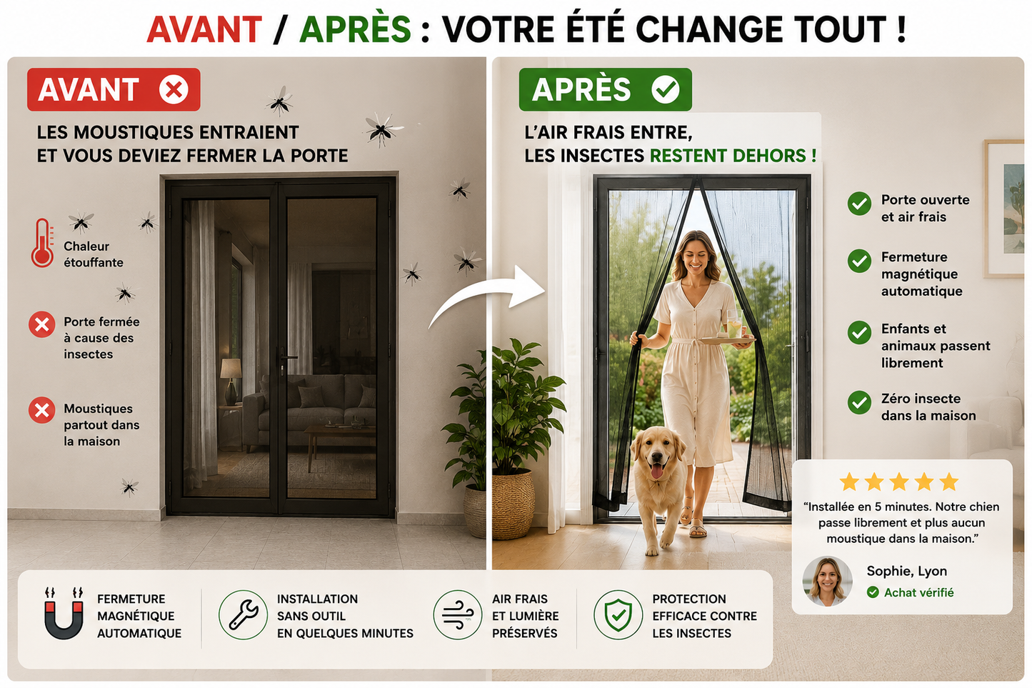 Rideau Magnétique Zenvira – Anti-Insectes